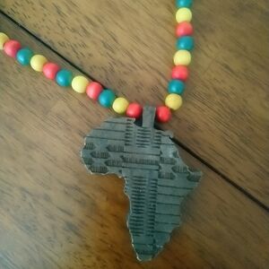 Vintage Wooden Africa Continent Pendant